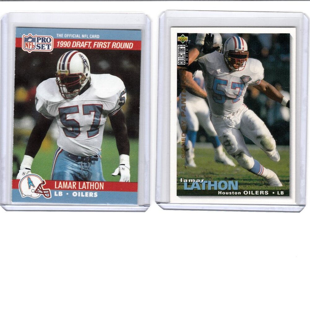 Lamar Lathon Rookie Card & 1995 Topps Upper Deck Card Houston Oilers TX All Star